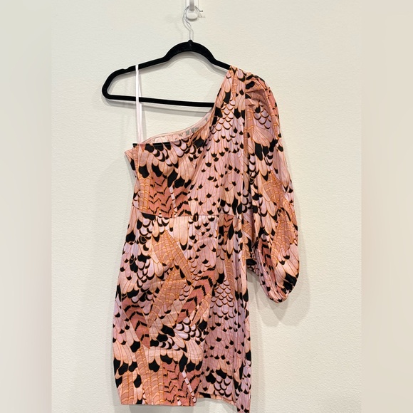 SOLD - Ted Baker Pink and Black Asymmetrical Smocked Cocktail Dress - Picture 6 of 6